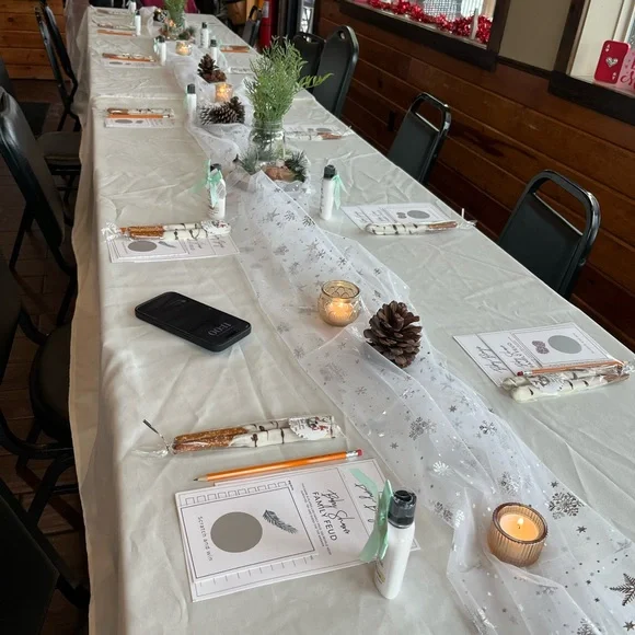 Snowflake Runner Silver 120 Inch Sheer Chiffon Gauze Runner, Winter Decoration - Picture 4 of 14